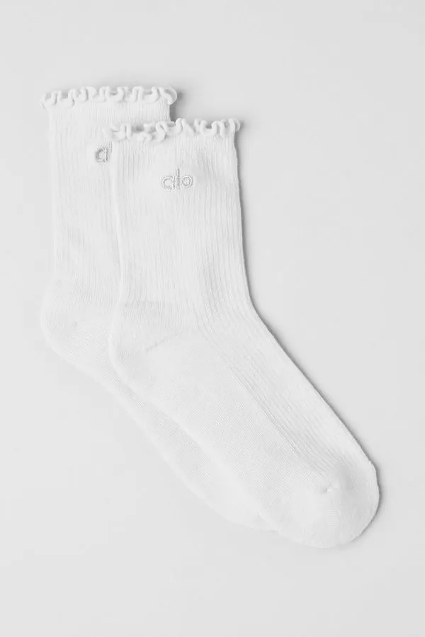 Women's Lettuce Edge Sock - White