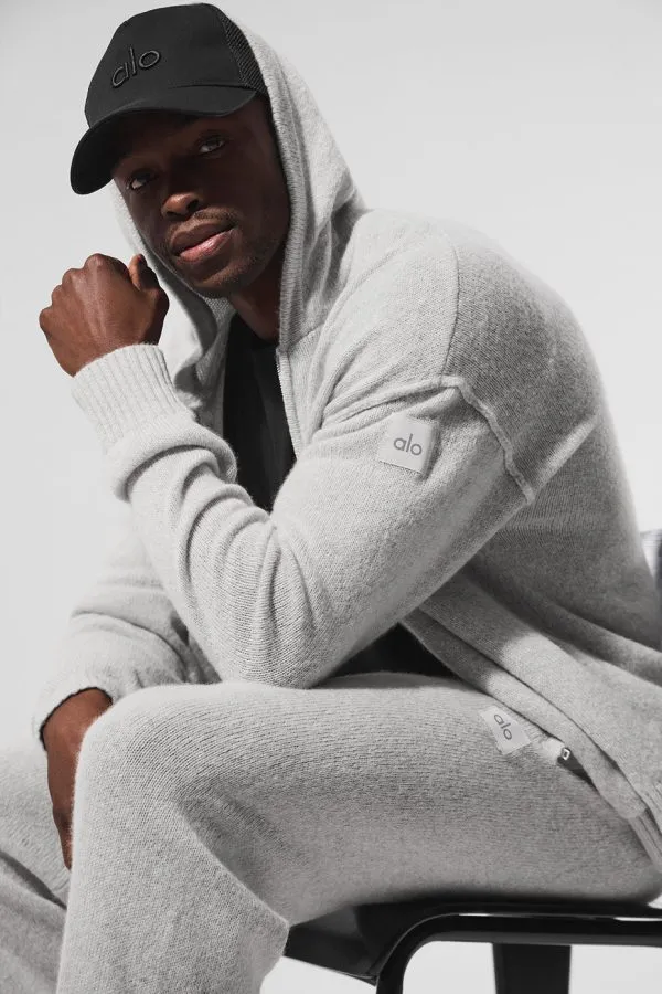 Wool Cashmere New Class Full Zip Hoodie - Pearl Grey Heather