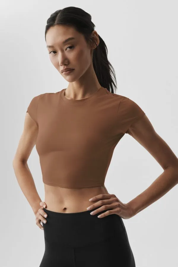 Ultrasoft Crop Finesse Short Sleeve - Sun Kissed Brown