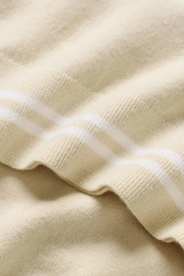 Cotton Cashmere My Serve Short Sleeve - Sandy Beige/White
