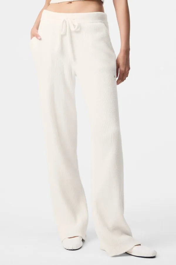 Snuggle Up Sweater High-Waist Wide Leg Pant - Ivory