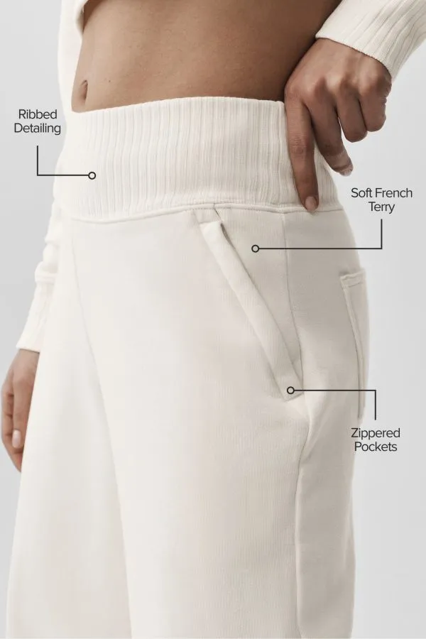 Serenity Wide Leg Sweatpant - Ivory